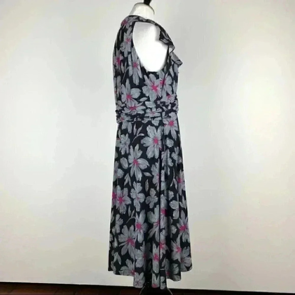 Evan Picone womens dress size 16 multicolored Floral v-neck 80s vintage - Picture 3 of 9